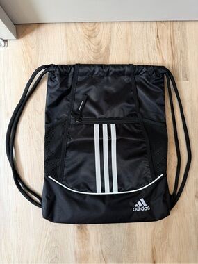 Adidas Unisex Black Drawstring Gym Bag